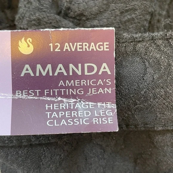 Gloria Vanderbilt Amanda Stretch Slimming Jean in Black Damask, size 12, NWT - Picture 5 of 16